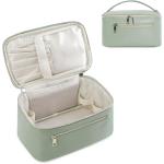 Women Green Travel Makeup Organizer Cosmetic Brush Case in Eco Vegan Leather for sale
