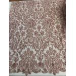 Bridal Pearl Heavy Beaded Lace Fabric , Wedding Dress Beaded Embroidered Lace for sale