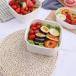1200ml Biodegradable Takeaway Bowl White Paper Square Salad Bowls With Lid for sale