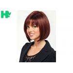 Wholesale Machine Made Red Bob Wig Short Straight Synthetic Full Wigs for sale