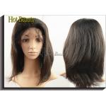 Hand Tied Straight Virgin Human Hair Full Lace Wigs Short Hair Natural Color for sale