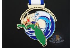 China Customized Taekwondo Or wrestling Metal Award Medals with Sublimated Ribbon supplier