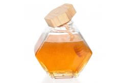 China Empty 100Ml 380Ml Hexagonal Honey Pot Glass Honey Jar With Dipper supplier