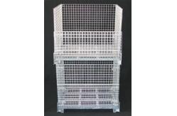 China Q235 Material High Visible Collapsible Wire Container Moved By Forklift supplier