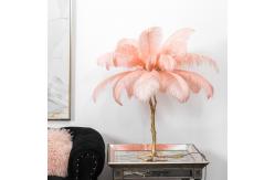 China Pink Decorative Tabletop Ostrich Feather Palm Tree Lamp supplier