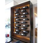 20 Bottles Wooden Wall Mounted Wine Rack / Liquor Bottle Rack With LED Lights for sale
