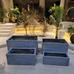 Green Fiber Clay Outdoor Planters with Rectangle Shape Frost Resistant Flower Pot for sale