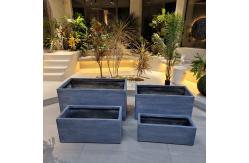 China Green Fiber Clay Outdoor Planters with Rectangle Shape Frost Resistant Flower Pot supplier