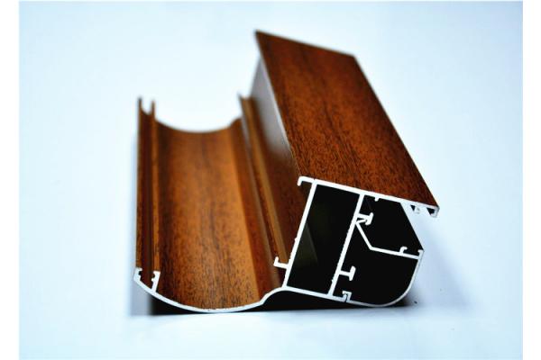 Structural Powder Coating Wood Grain Aluminium Door Frames 6063 / 6005 T5