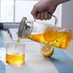 Heat Resistant Beverage Glass Water Pitcher Durable High With Bamboo Lid