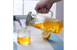 China Heat Resistant Beverage Glass Water Pitcher Durable High With Bamboo Lid supplier