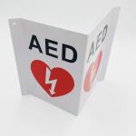 Triangular White AED Wall Sign , V Shape Plastic First Aid AED Sign