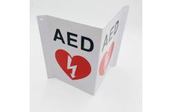 China Triangular White AED Wall Sign , V Shape Plastic First Aid AED Sign supplier
