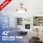 Transparent Hidden Blade Ceiling Fan with LED Light 1stshine Luxury European Design for sale