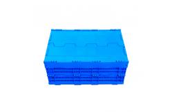 China 600*400*278 mm Solid Bottom Attached Covers Plastic Collapsible Crates supplier