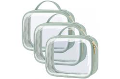 China Shockproof And Durable Clear Green Cosmetic Bags With Handle supplier