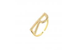 China Adjustable 18k Gold Band Engagement Rings OEM Zircon Initial Letter Ring supplier
