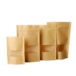 3.5 X 5.5 Stand Up Pouches Bags , Kraft Paper Bags With Window for sale