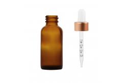 China Graduated Scale Amber Glass Cosmetic Containers 0.7oz 30ml Dropper Bottles With Pipette supplier