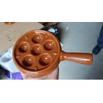 6 Slots Round Ceramic Escargot Plate With Handle Customized Color for sale