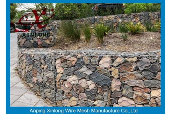 Galvanized Rock Gabion Wire Mesh PVC Coated Gabion Baskets For Riverbed