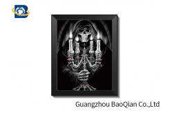China Framed 3d Pictures Of Skull , Stock 3d Wall Poster With Black Frame supplier