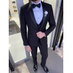 Men'S 3pc Tuxedo Suit Hanover Black Slim Fit Shawl Lapel Tuxedo for sale