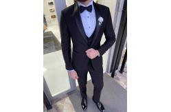 China Men'S 3pc Tuxedo Suit Hanover Black Slim Fit Shawl Lapel Tuxedo supplier