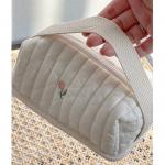 Large Capacity Soft Cotton Makeup Pouch Quilted Travel Cosmetic Bag Luxury for sale