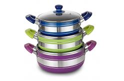 China CIQ 3.0mm Thickness Alu Non Stick Soup Pot With Clear Lid supplier
