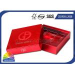 Fancy Red Square Cosmetic Rigid Paper Cardboard Gift Box With Plastic Inner Tray for sale