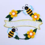 Garden Metal Wall Hanging Ornaments Handmade Bee Pattern Welcome Slogan