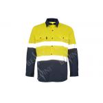 100% Cotton Two Tone Custom Work Shirts With 5CM Reflective Tape Chest Pockets for sale
