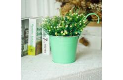 China Metal Garden Ornaments 4 Pack Round Metal Planter Pot With Handles supplier