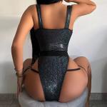 Ladies One Piece Swimsuit Black Blackless Durable  Abrasion-Resistant Sexy  Women Good Sunscreen Effect for sale