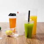Disposable 1000ml PP Plastic Cup Customize Logo  Iced Coffee Takeaway Cup for sale