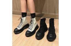 China Janbal Size11 Ladies Flat Boots Anti Slippery ODM Flat Chunky Black Boots supplier