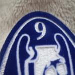 Oval Shape Personalised Embroidered Patches Ball Uniform Plush Monochrome Flocking Heat Transfer
