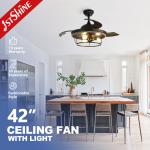 LED Light and Remote Control Ceiling Fan with Metal Lamp Body Energy Saving Design for sale