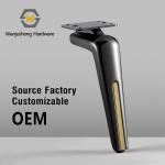 Gun Black L-Shaped Tapered Sofa Legs Thickened Minimalist Metal Furniture Support Leg Fittings with Heightening Pads for sale