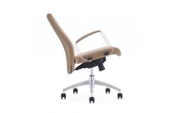 China Middle Back Leather Office Chair Swivel With Aluminum Armrest supplier