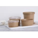 Disposable Takeaway 32oz Bamboo Paper Salad Bowls With Clear PET Lid for sale