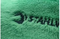 China Green Rectangle Custom Embroidered Patches On Velvet Fabric For Luggage supplier