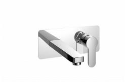 China Long Spout Wall Mounted Mixer Tap 240mm Length Single Handle Bath Faucet supplier