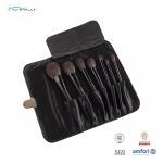 Synthetic Goat Hair Black Ferrule 7 Piece Makeup Brush Set WIth Cosmetic Bag for sale