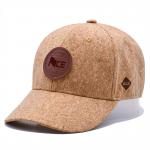 Curved Six-Panel Wood Grain Leather Baseball Cap With Adjustable Strap for sale