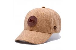 China Curved Six-Panel Wood Grain Leather Baseball Cap With Adjustable Strap supplier
