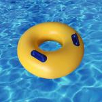 OEM Aqua Park Double Tube Yellow Plastic Inflatable Swimming Floating Rings With Handle For Children for sale