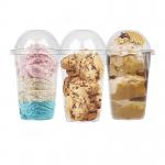 PET PLA Plastic Cups With Lids 100% Biodegradable Transparent Cold Food 16oz for sale