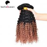 Two Tones Ombre Remy Hair Extensions ,  Curly Human Hair Weaving For Black Women for sale
